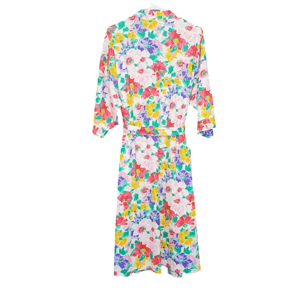 Vintage 60s Bright Floral Lightweight Robe Feminine Girly L - Picture 3 of 7